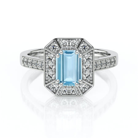 Bague entourage aigue-marine et diamant Coup de Foudre - 6