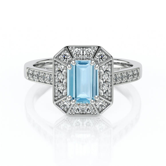 Bague entourage aigue-marine et diamant Coup de Foudre - 6