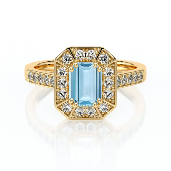 Bague entourage aigue-marine et diamant Coup de Foudre - 6