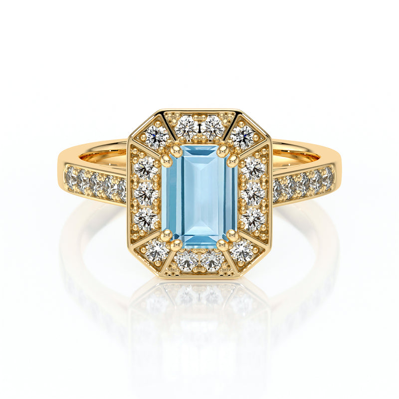 Bague entourage aigue-marine et diamant Coup de Foudre - 6