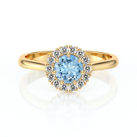 Bague entourage aigue-marine et diamant Pour la Vie - 7