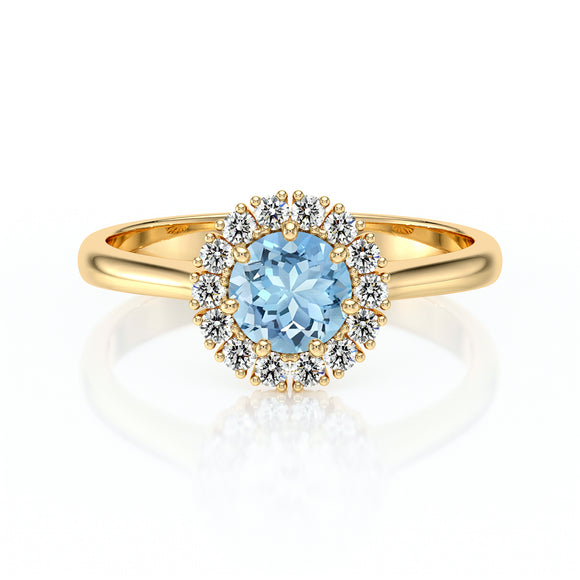 Bague entourage aigue-marine et diamant Pour la Vie - 7