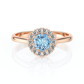 Bague entourage aigue-marine et diamant Pour la Vie - 7