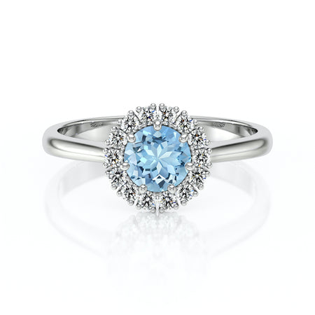 Bague entourage aigue-marine et diamant Pour la Vie - 7