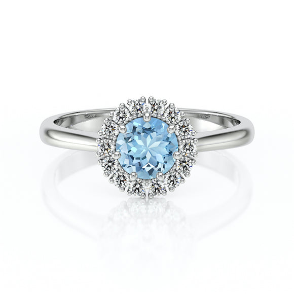 Bague entourage aigue-marine et diamant Pour la Vie - 7