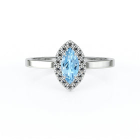 Bague entourage aigue-marine et diamant Promets Moi - 10