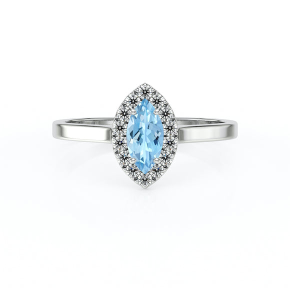 Bague entourage aigue-marine et diamant Promets Moi - 10