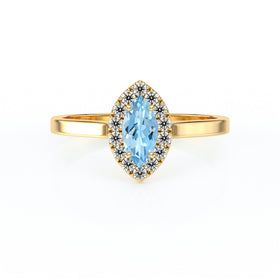 Bague entourage aigue-marine et diamant Promets Moi - 10