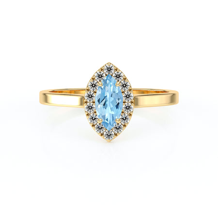 Bague entourage aigue-marine et diamant Promets Moi - 10