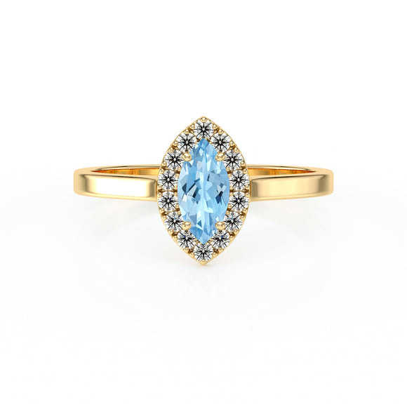 Bague entourage aigue-marine et diamant Promets Moi - 10
