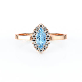 Bague entourage aigue-marine et diamant Promets Moi - 10
