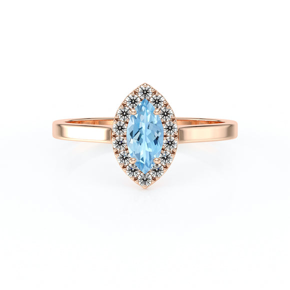 Bague entourage aigue-marine et diamant Promets Moi - 10