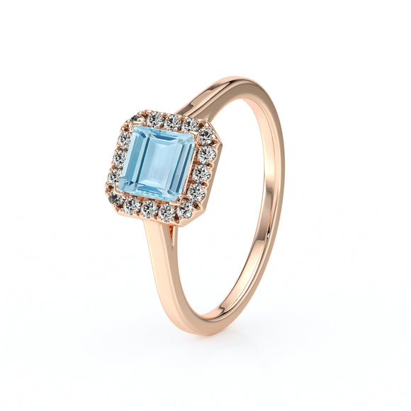Bague entourage aigue-marine et diamant Promets Moi - 11