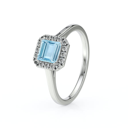 Bague entourage aigue-marine et diamant Promets Moi - 11