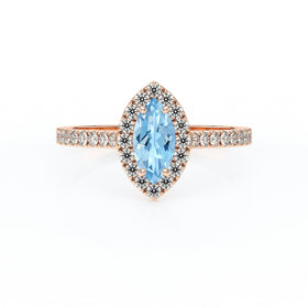 Bague entourage aigue-marine et diamant Promets Moi - 2