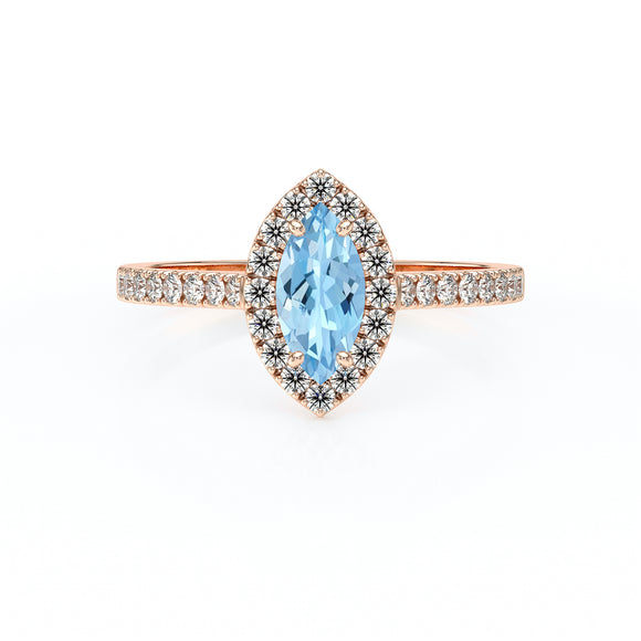 Bague entourage aigue-marine et diamant Promets Moi - 2