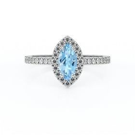 Bague entourage aigue-marine et diamant Promets Moi - 2