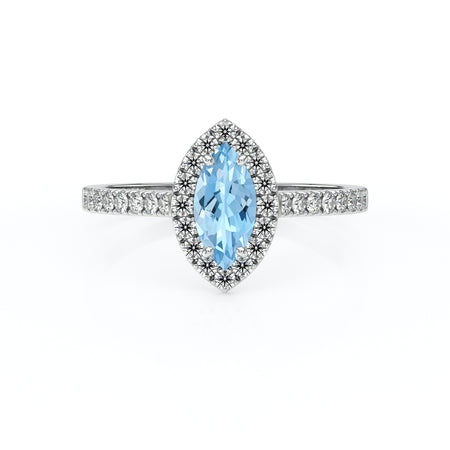Bague entourage aigue-marine et diamant Promets Moi - 2