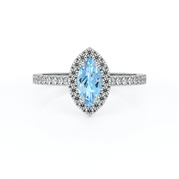 Bague entourage aigue-marine et diamant Promets Moi - 2