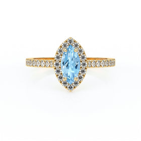 Bague entourage aigue-marine et diamant Promets Moi - 2