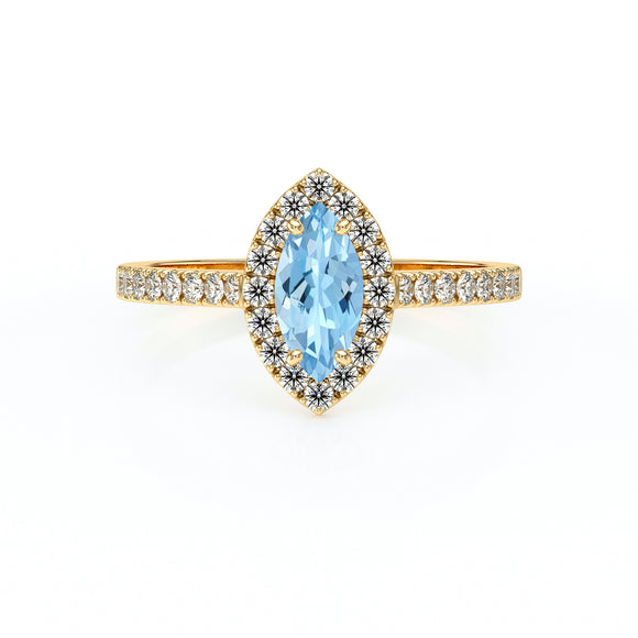 Bague entourage aigue-marine et diamant Promets Moi - 2