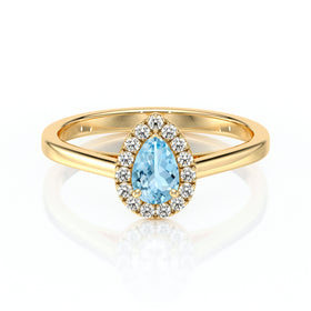 Bague entourage aigue-marine et diamant Promets Moi - 7