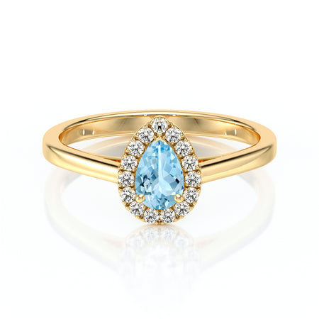 Bague entourage aigue-marine et diamant Promets Moi - 7