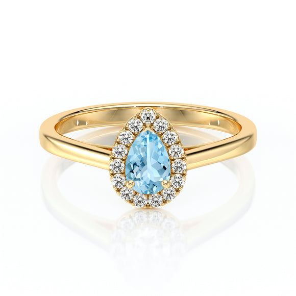 Bague entourage aigue-marine et diamant Promets Moi - 7