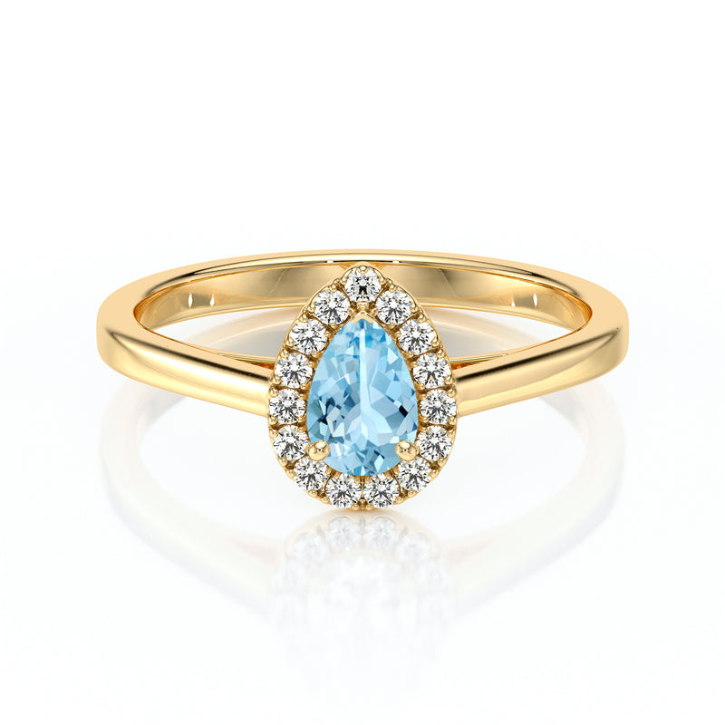 Bague entourage aigue-marine et diamant Promets Moi - 7