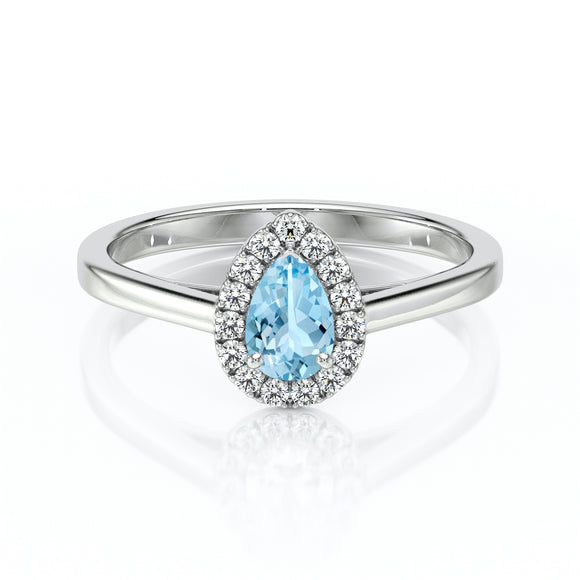 Bague entourage aigue-marine et diamant Promets Moi - 7