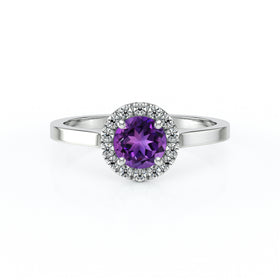 Bague entourage améthyste diamant Coup de Foudre - 14