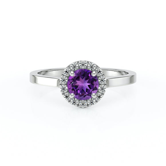 Bague entourage améthyste diamant Coup de Foudre - 14