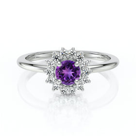 Bague entourage améthyste et diamant Coup de Foudre - 4