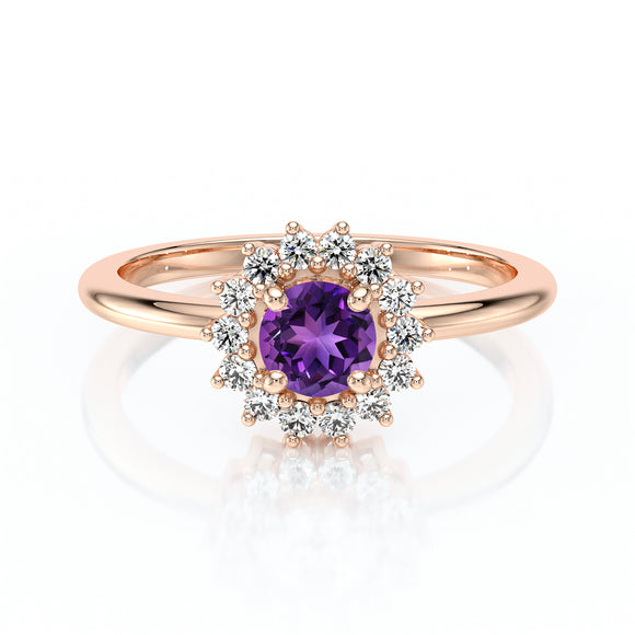 Bague entourage améthyste et diamant Coup de Foudre - 4