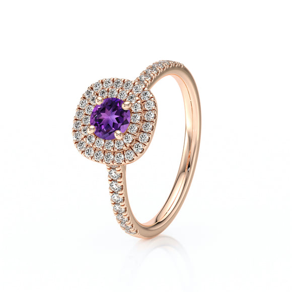 Bague entourage améthyste diamant Coup de Foudre - 7