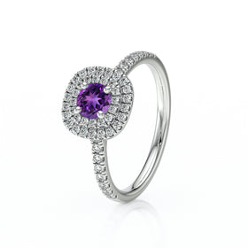Bague entourage améthyste diamant Coup de Foudre - 7