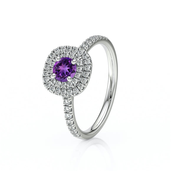 Bague entourage améthyste diamant Coup de Foudre - 7
