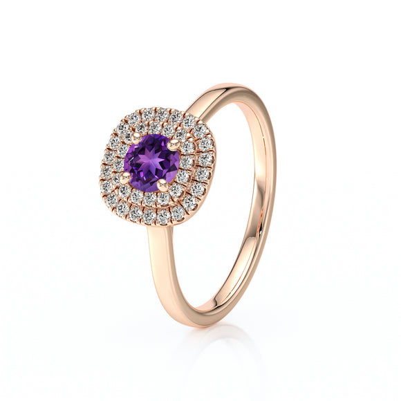 Bague entourage améthyste diamant Coup de Foudre - 8