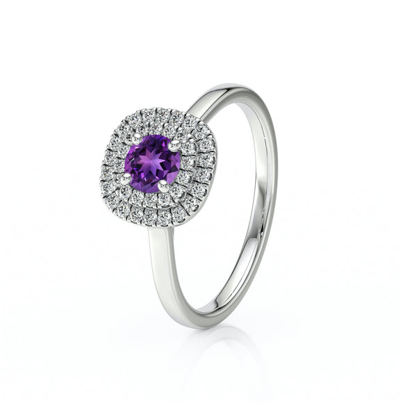 Bague entourage améthyste diamant Coup de Foudre - 8