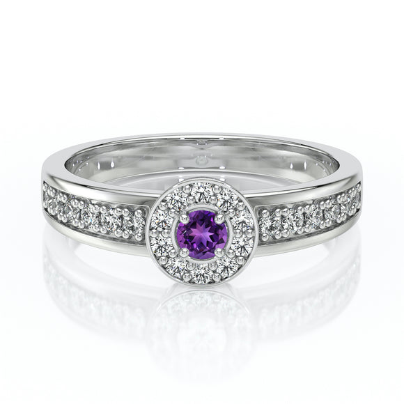 Bague entourage améthyste et diamant Pour la Vie - 3