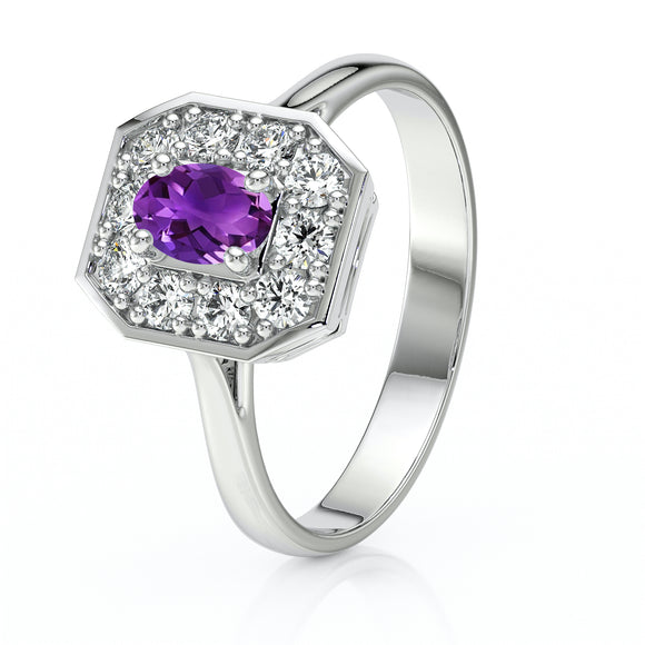 Bague entourage améthyste et diamant Pour la Vie - 5