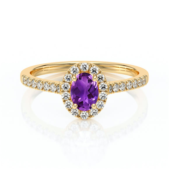 Bague entourage améthyste et diamant Promets Moi - 3