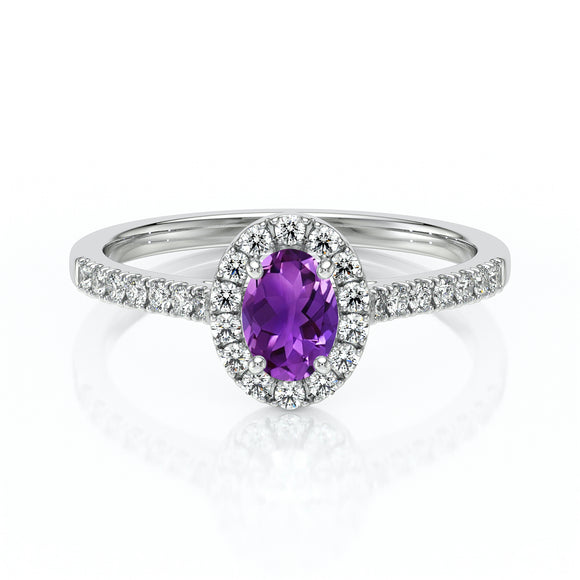Bague entourage améthyste et diamant Promets Moi - 3