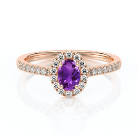 Bague entourage améthyste et diamant Promets Moi - 3