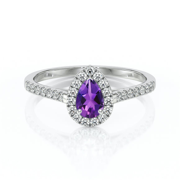 Bague entourage améthyste et diamant Promets Moi - 4