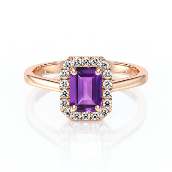 Bague entourage améthyste et diamant Promets Moi - 6