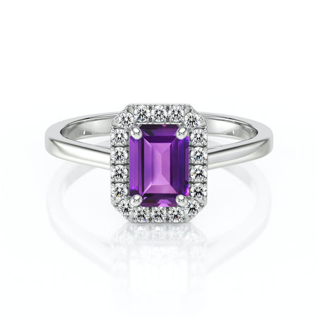 Bague entourage améthyste et diamant Promets Moi - 6