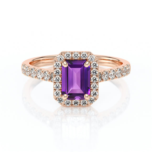 Bague entourage améthyste et diamant Promets Moi - 8