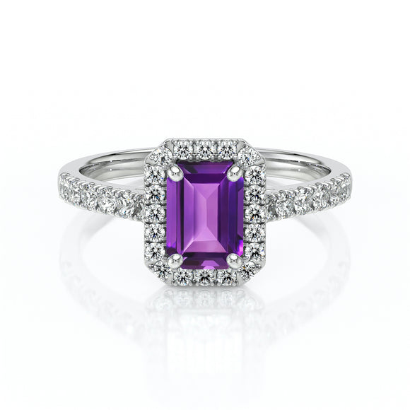 Bague entourage améthyste et diamant Promets Moi - 8