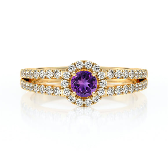 Bague entourage améthyste et diamant Promets Moi - 9